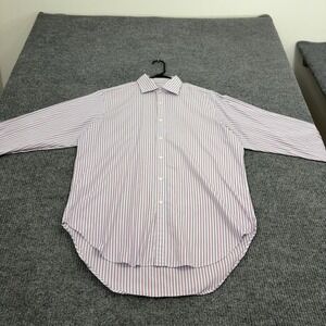 TM Lewin Dress Shirt Mens 16.5 Red White Cotton Striped French Cuff Business